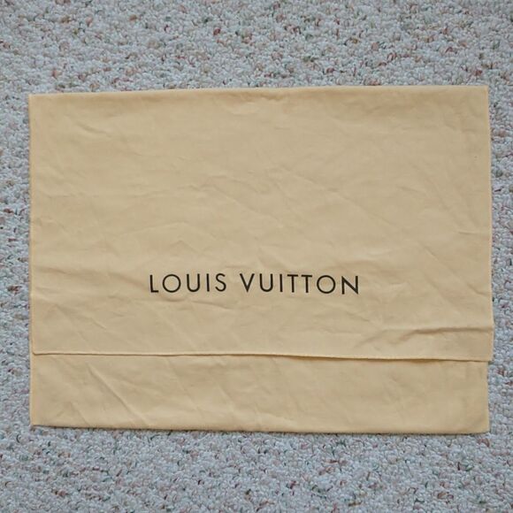 Louis Vuitton Envelope Dust Bag Foldover Tan Spell Out Logo Authentic 18x13” - Picture 1 of 8